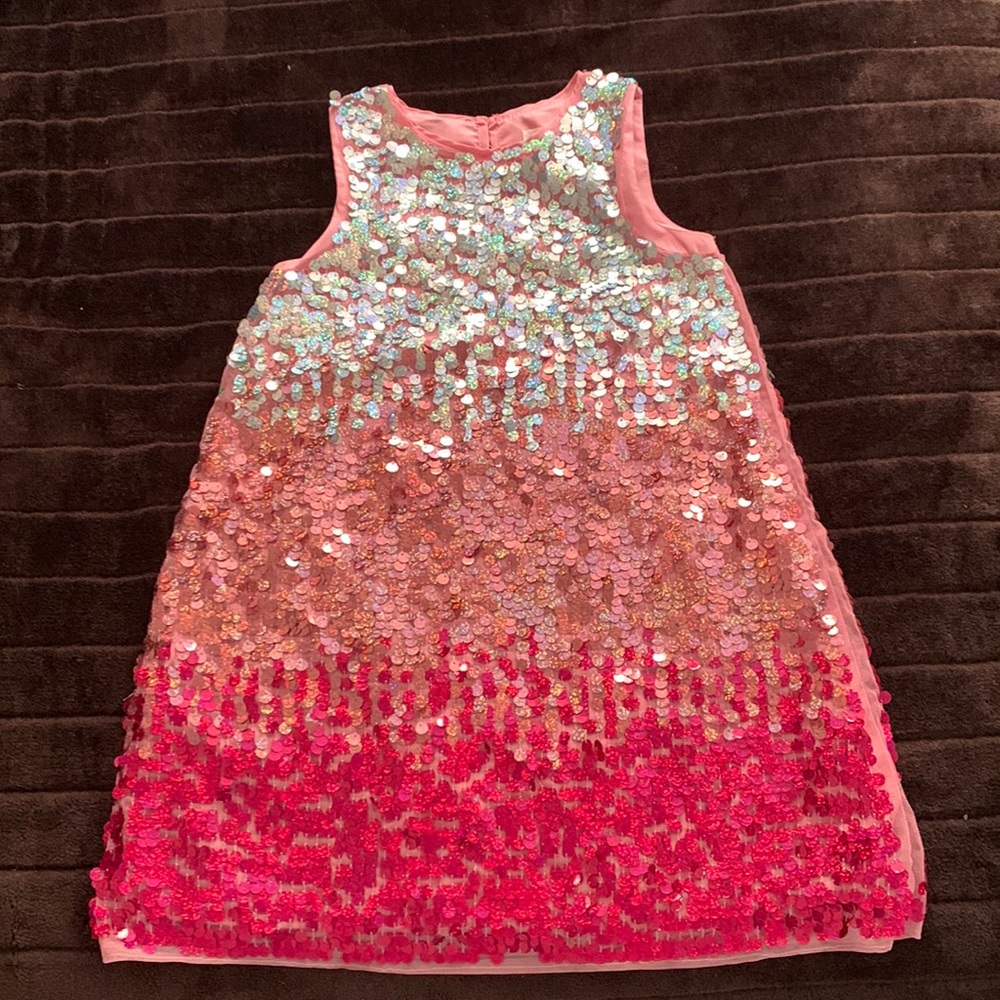 H&M Girls Pink & Silver Sequin Dress. Lined. US Sz 7-8Y. EUC.